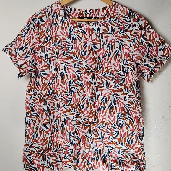 Lands' End  Top Women's 100% Linen Shirt Tee Short Sleeve Crewneck size Medium - Picture 1 of 4